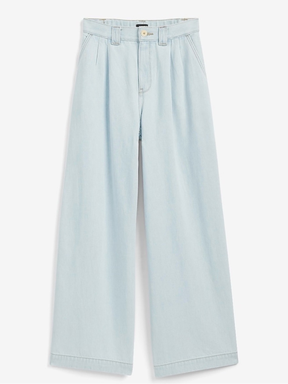 NWT Express High Waisted Light Wash Pleated Relaxed Trouser Jeans - size 8